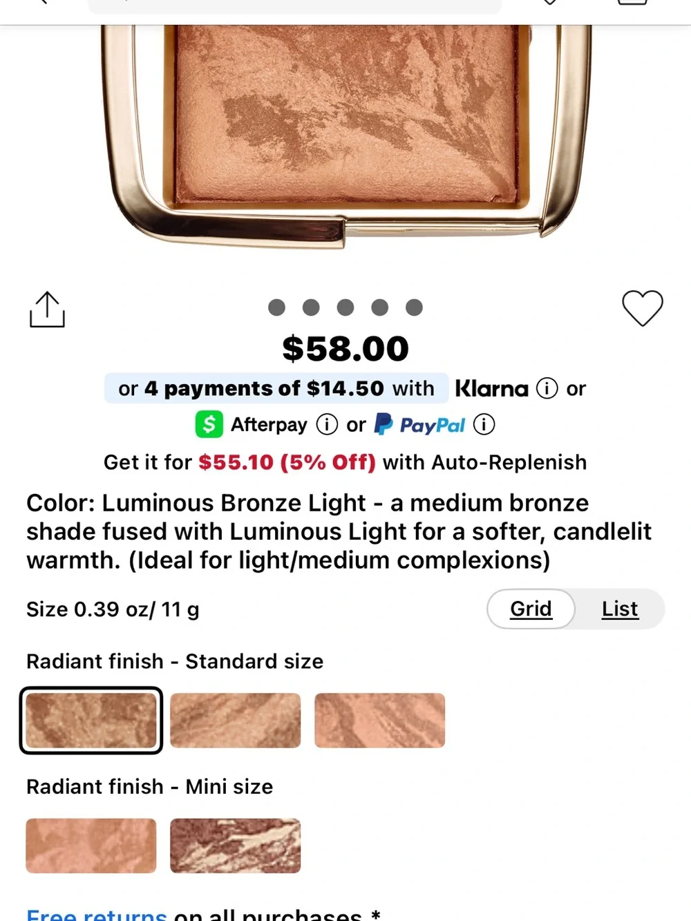 New Hourglass Ambient® Lighting Bronzer-Radiant Bronze Light